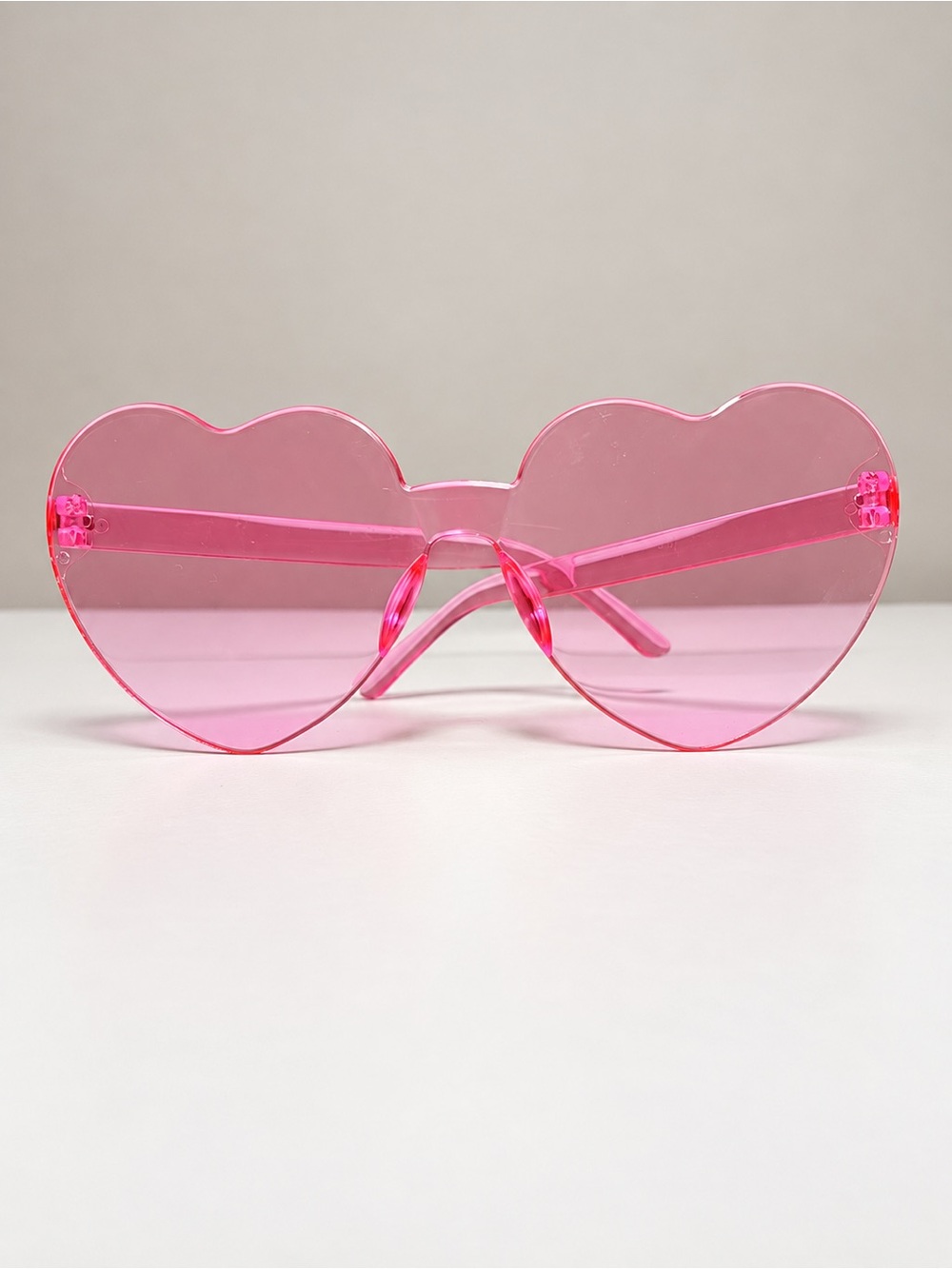 Pink Heart Shaped Rimless Sunglasses